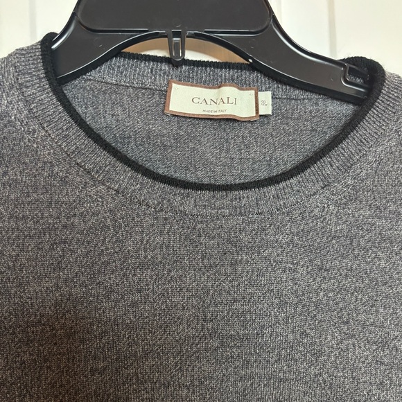 EUC CANALI Classic Gray with Black trim Men's Wool Sweater size 58(48US) - Picture 2 of 8